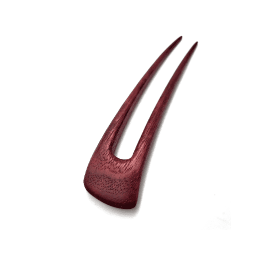 Wooden hair pin made of amaranth – two-prong hair accessory