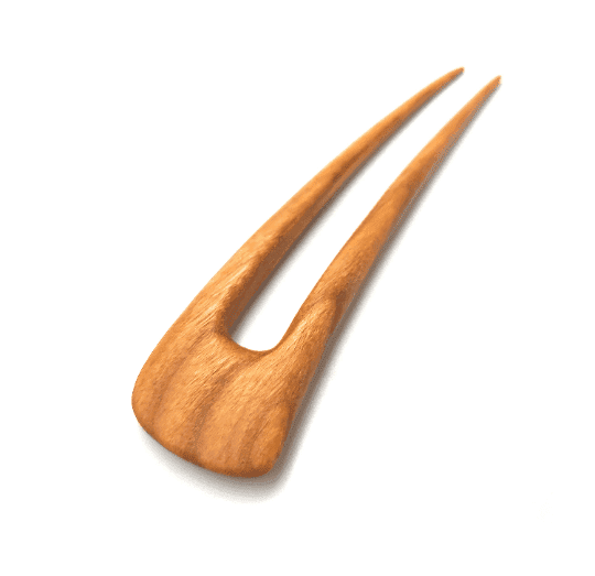 Wooden hair pin made of cherry – two-prong hair accessory