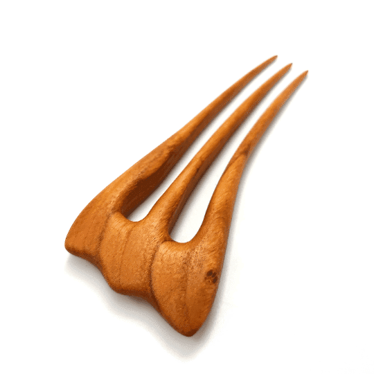 Wooden hair pin made of cherry – three-prong hair accessory