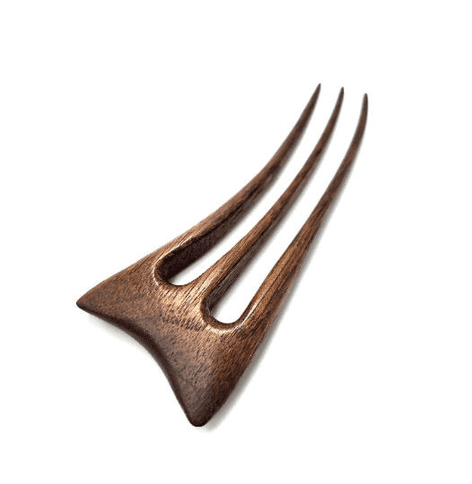 Wooden hair pin made of walnut – three-prong hair accessory