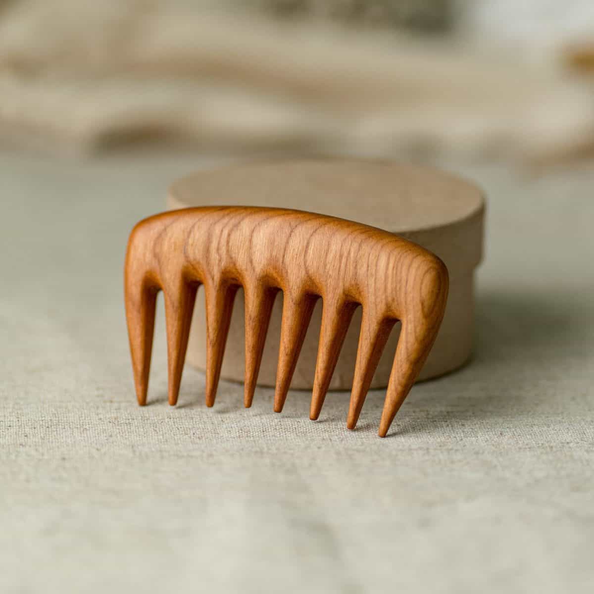 Wide tooth wooden comb for curly hair – handmade pocket comb