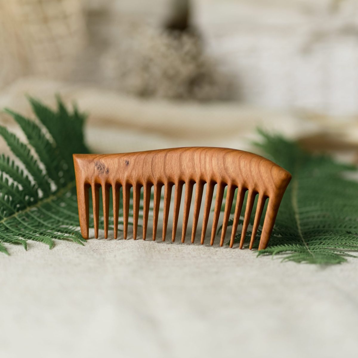 Wooden Comb from Cherry – for Straight and Wavy Hair
