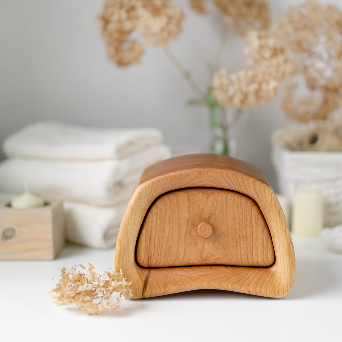 Wooden keepsake box with drawers ash wood handmade in Lithuania
