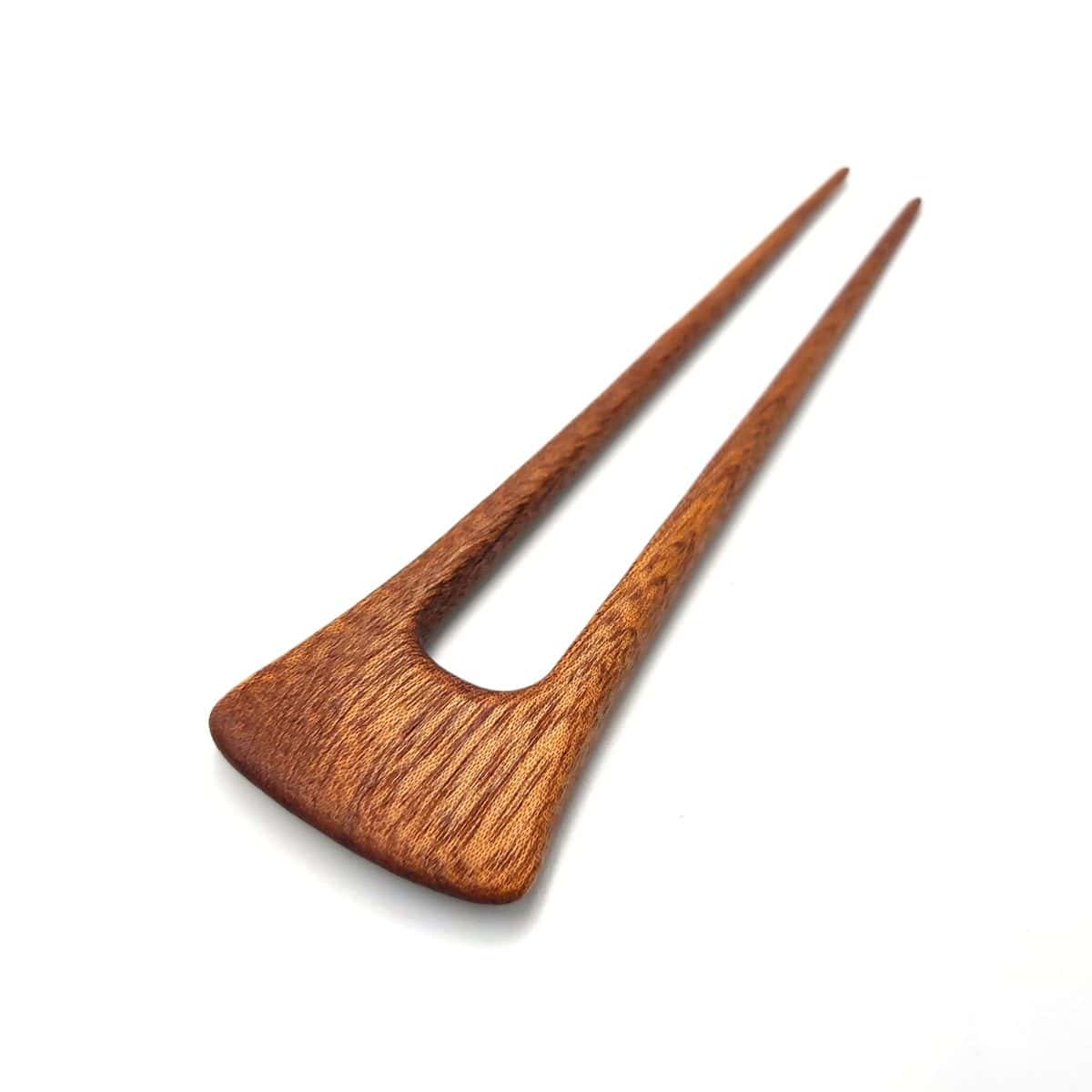 Wooden hair pin made of mahogany – two-prong hair accessory