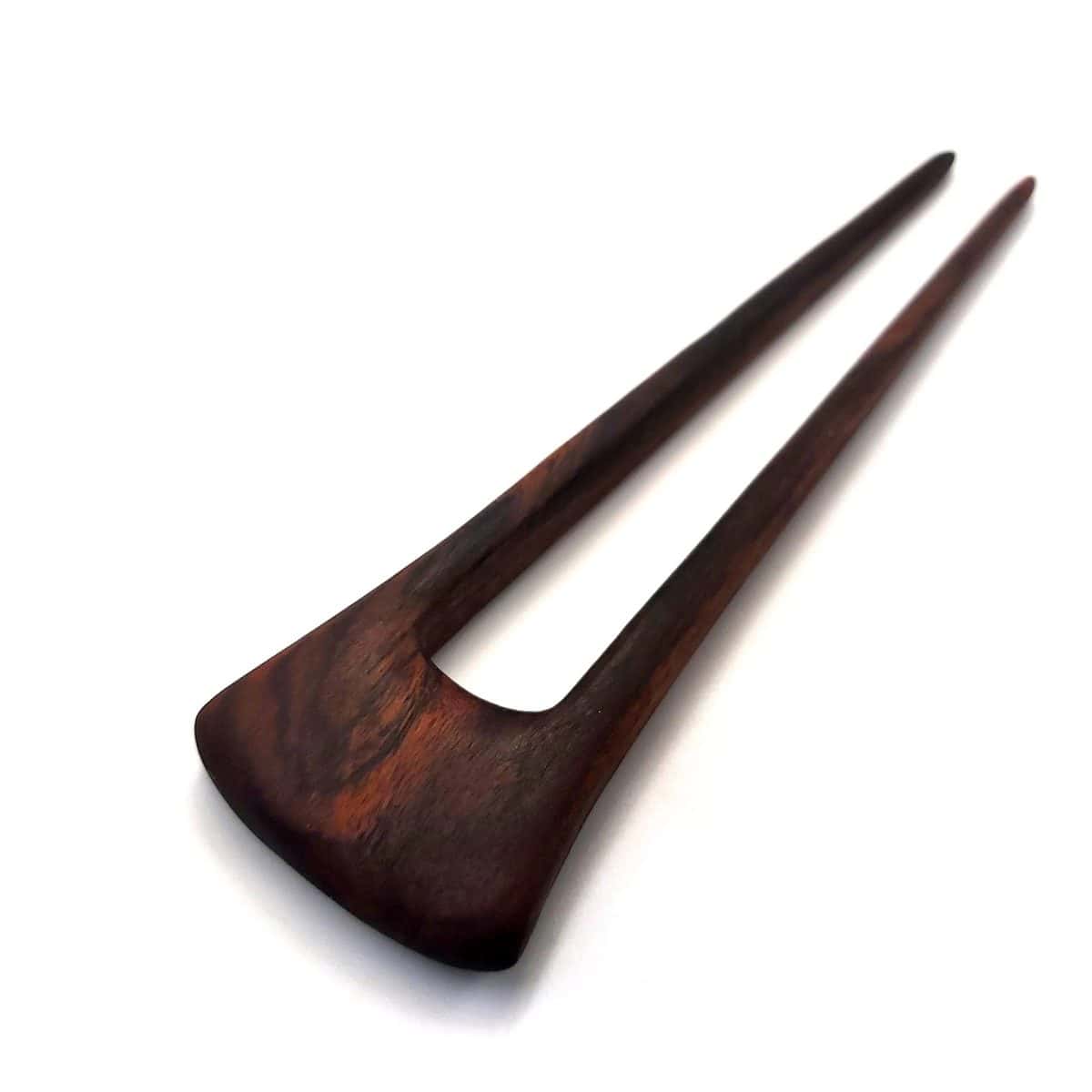 Wooden hair pin made of rosewood – two-prong hair accessory