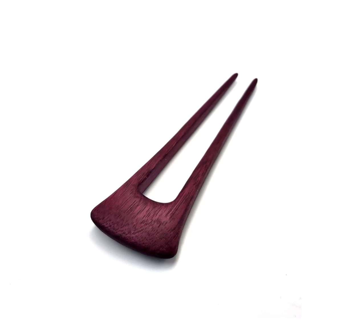 Wooden hair pin made of amaranth – two-prong hair accessory