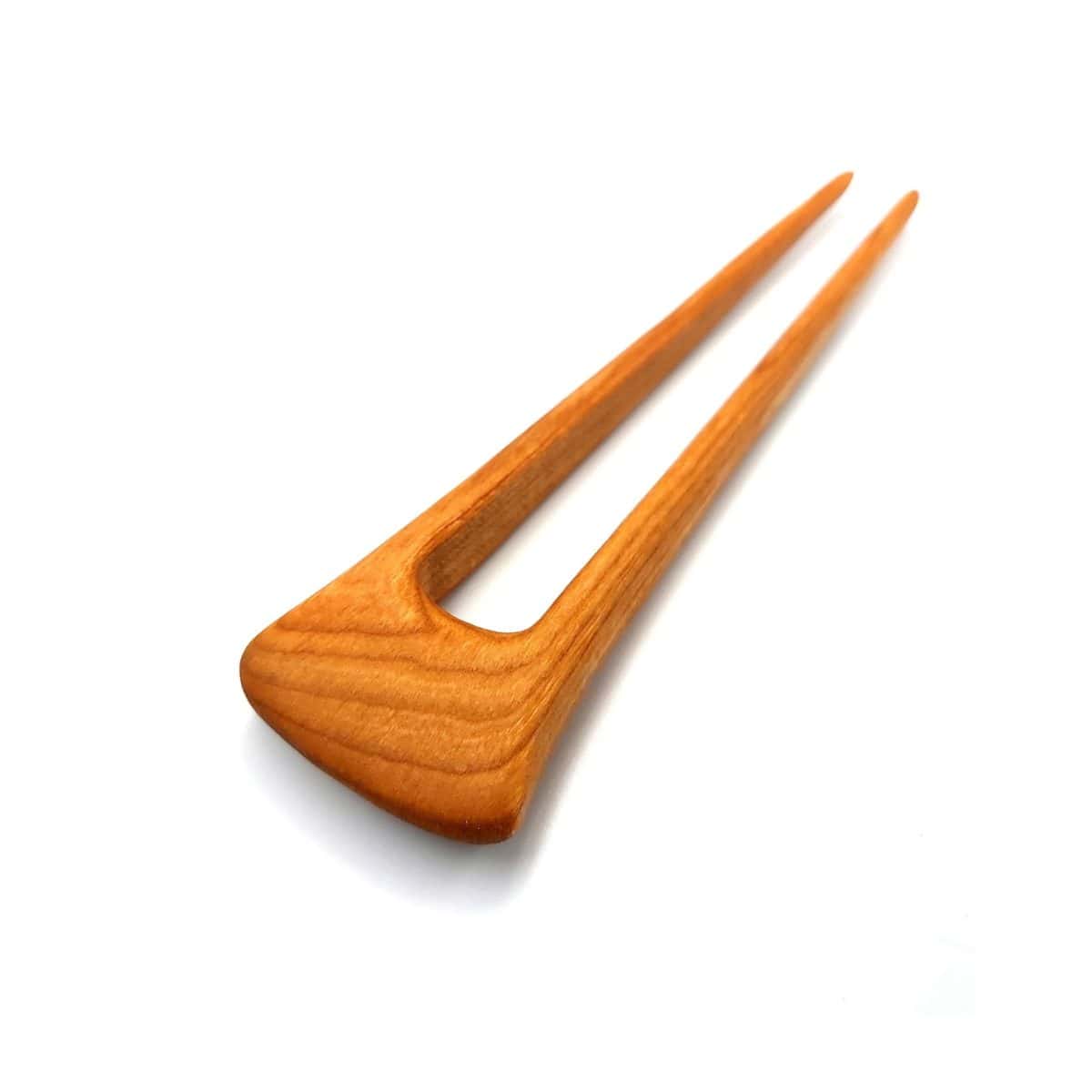 Wooden hair pin made of cherry – two-prong hair accessory