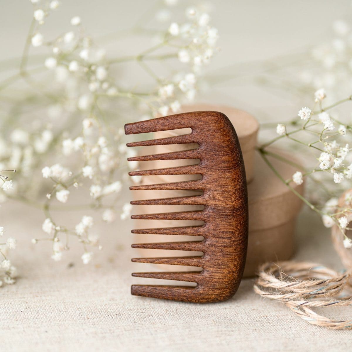 Rectangular wooden comb – wide tooth pocket comb for wavy hair
