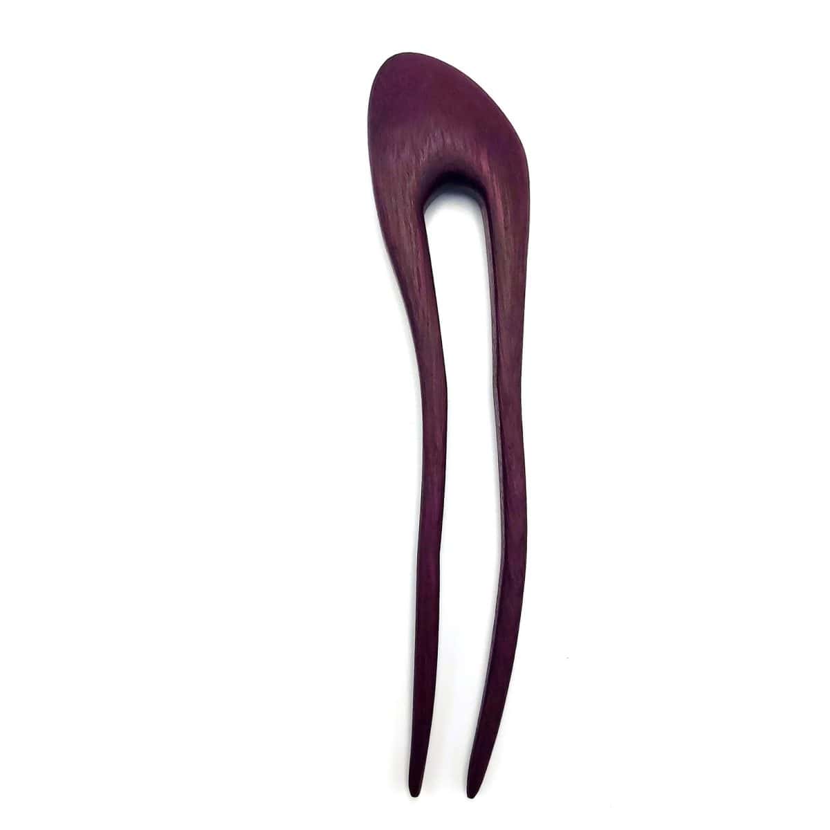 Wooden hair pin made of amaranth – two-prong hair accessory