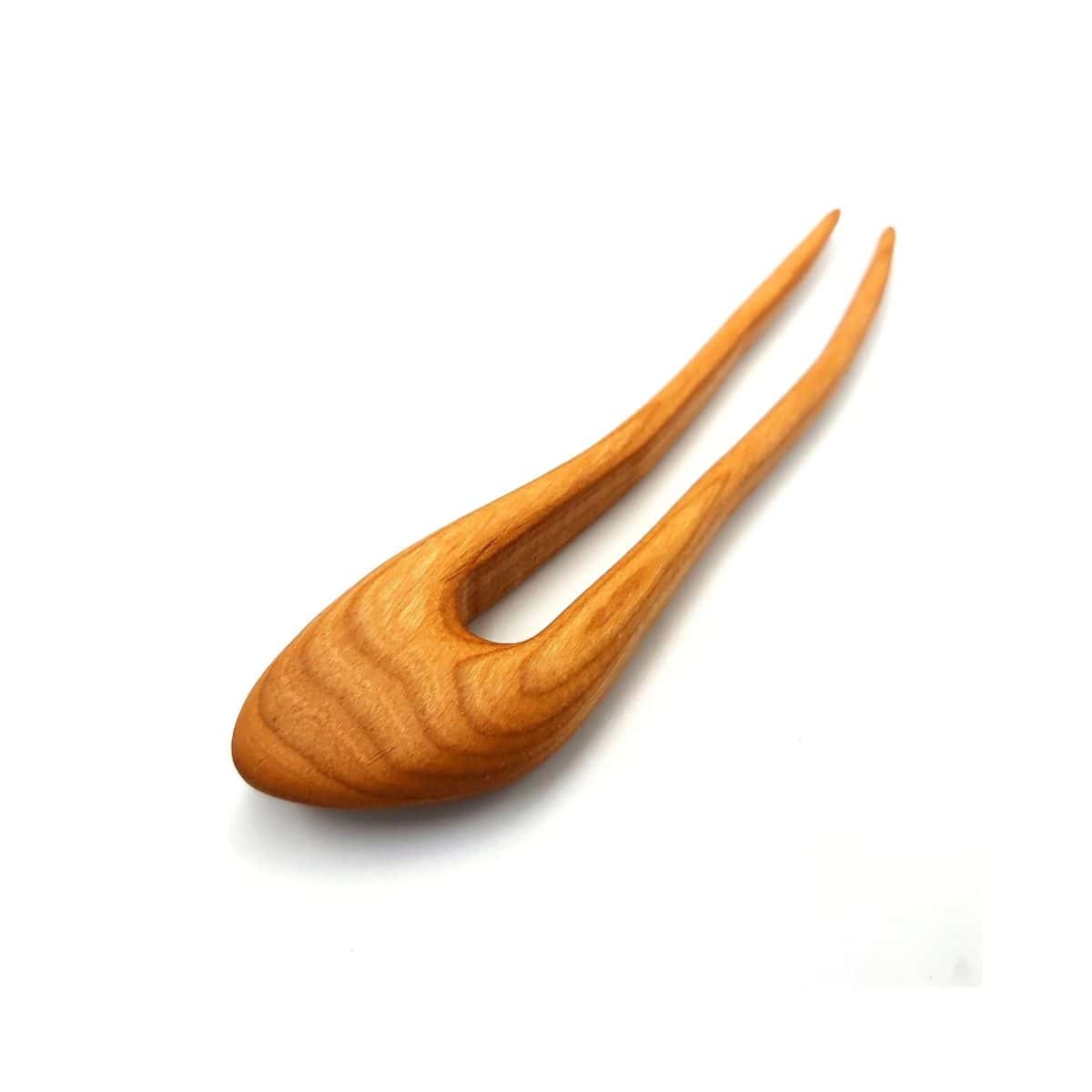 Wooden hair pin made of cherry – two-prong hair accessory