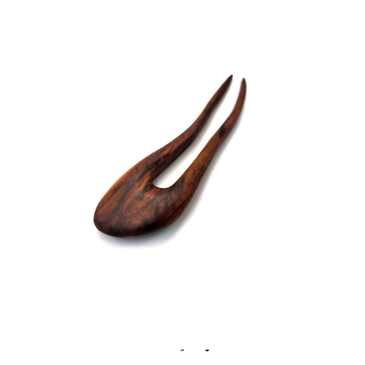 Wooden hair pin made of rosewood – two-prong hair accessory