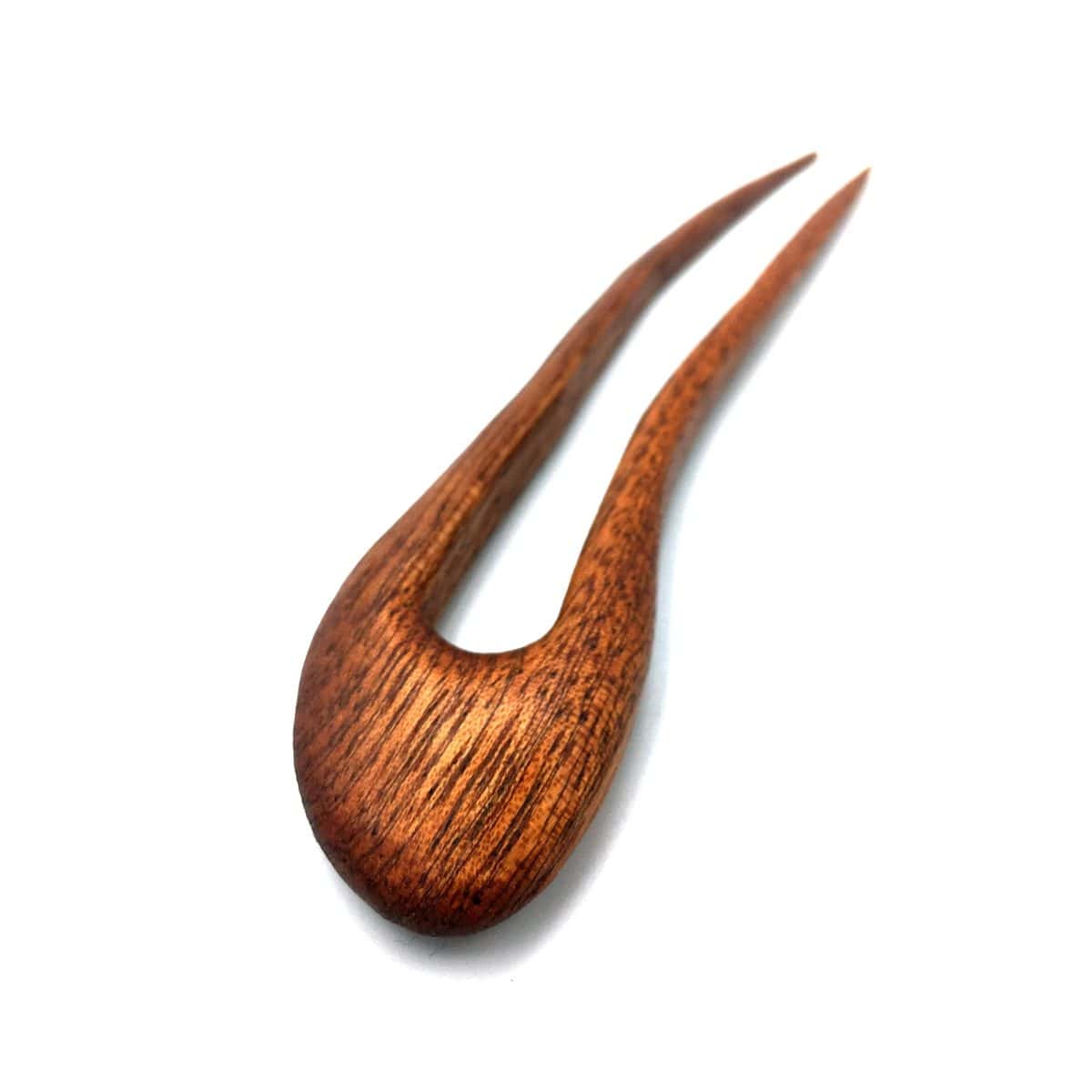 Wooden hair pin made of mahogany – two-prong hair accessory