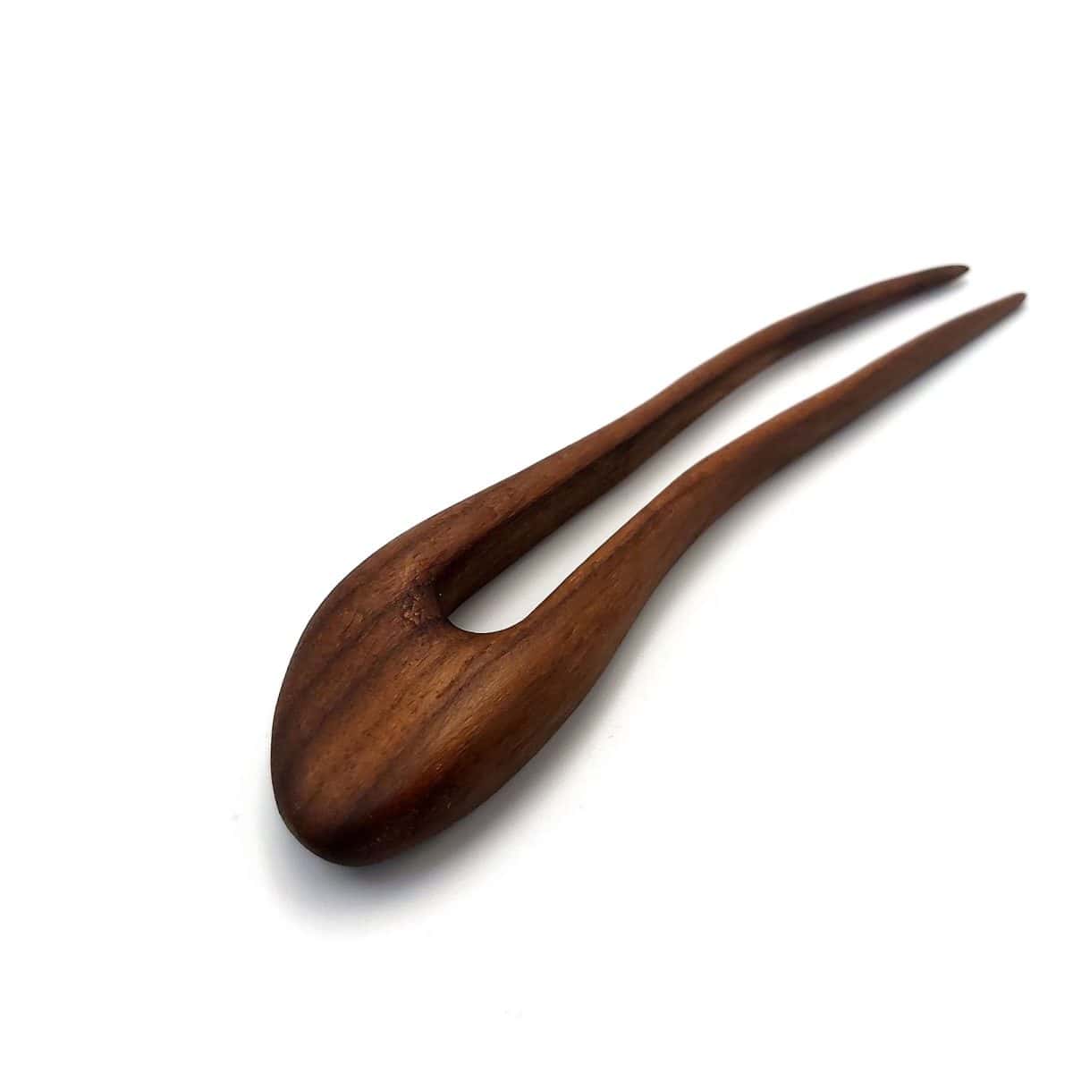 Wooden hair pin made of walnut – two-prong hair accessory