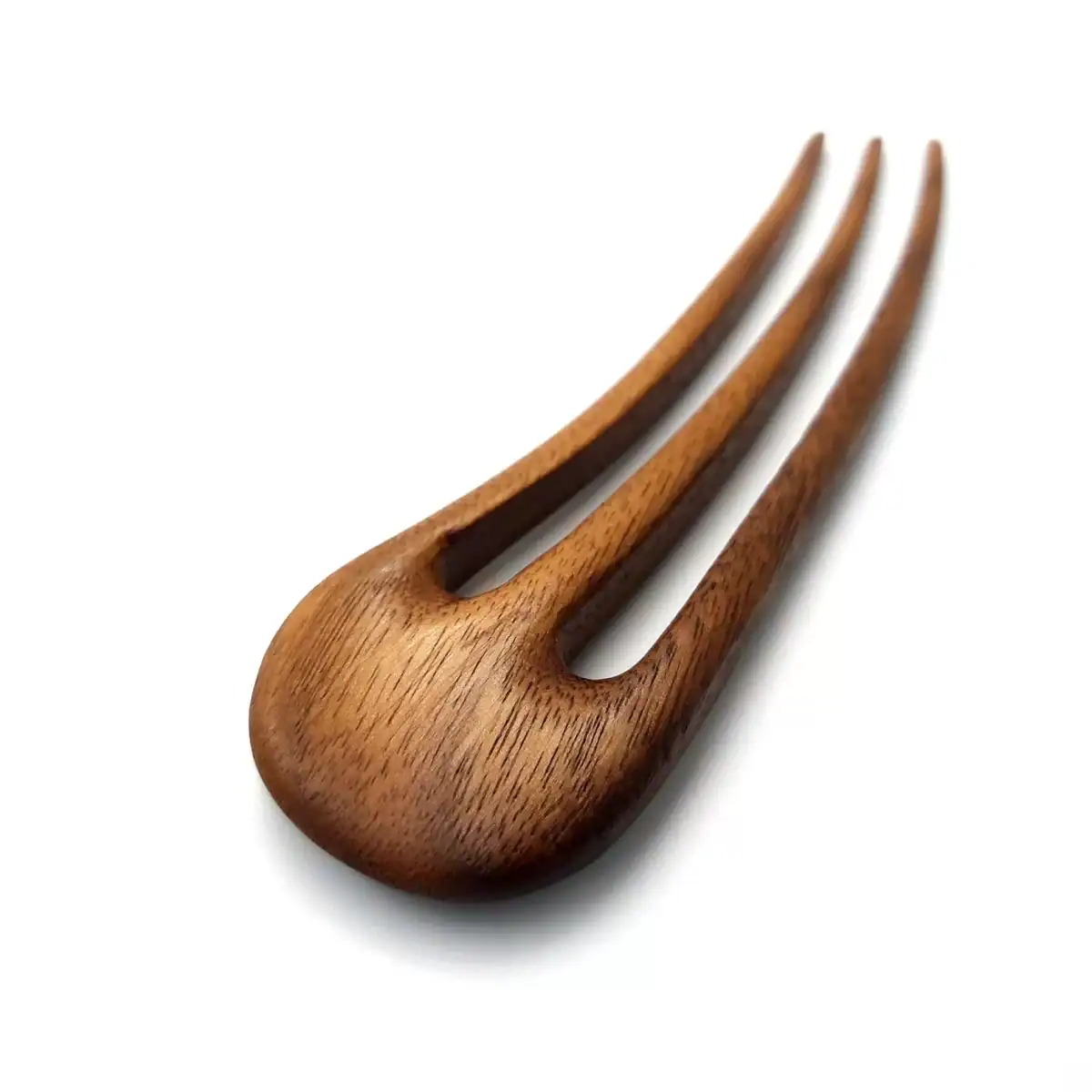 Wooden hair pin made of walnut – three-prong hair accessory