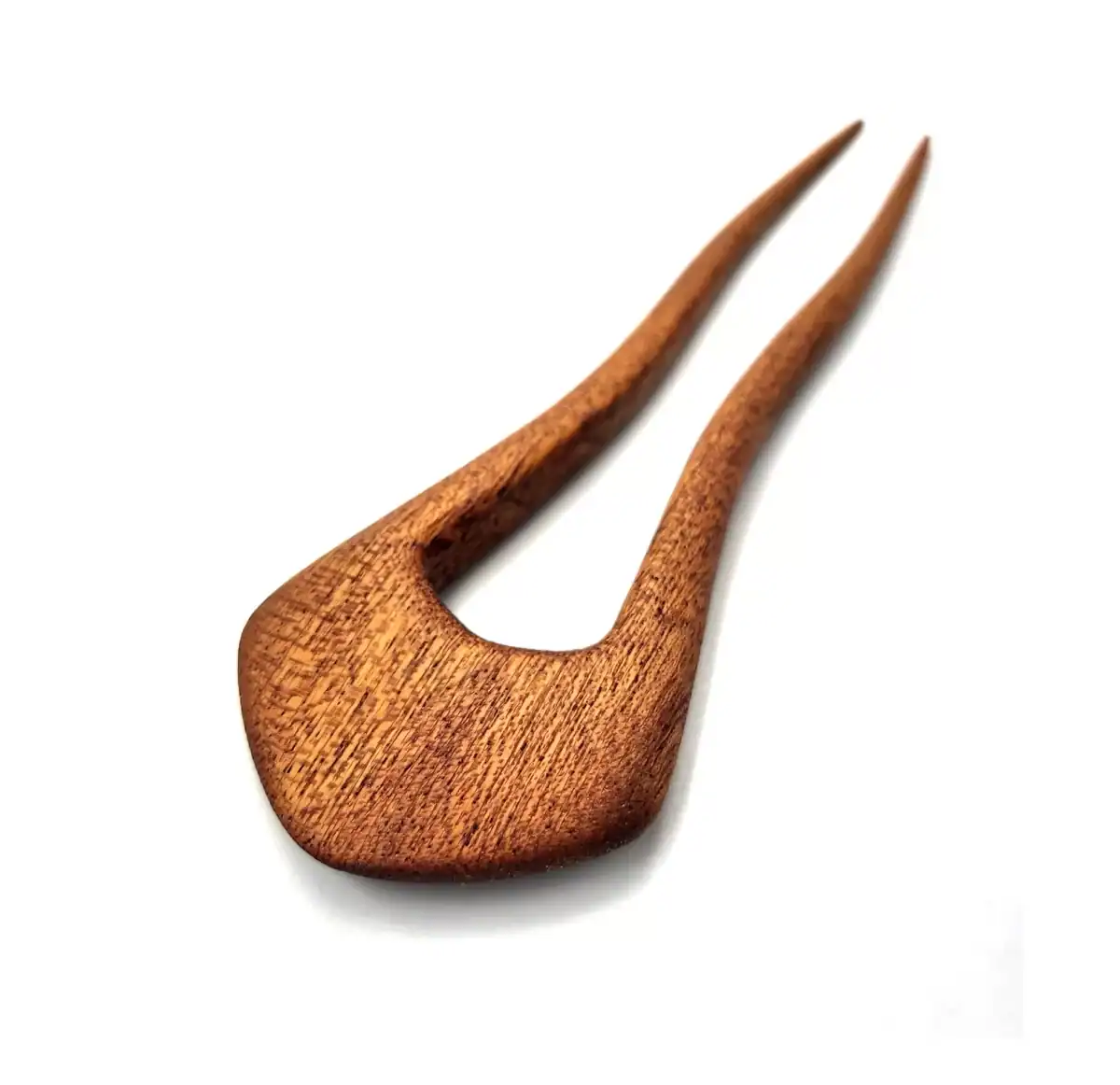 Wooden hair pin made of mahogany – two-prong hair accessory