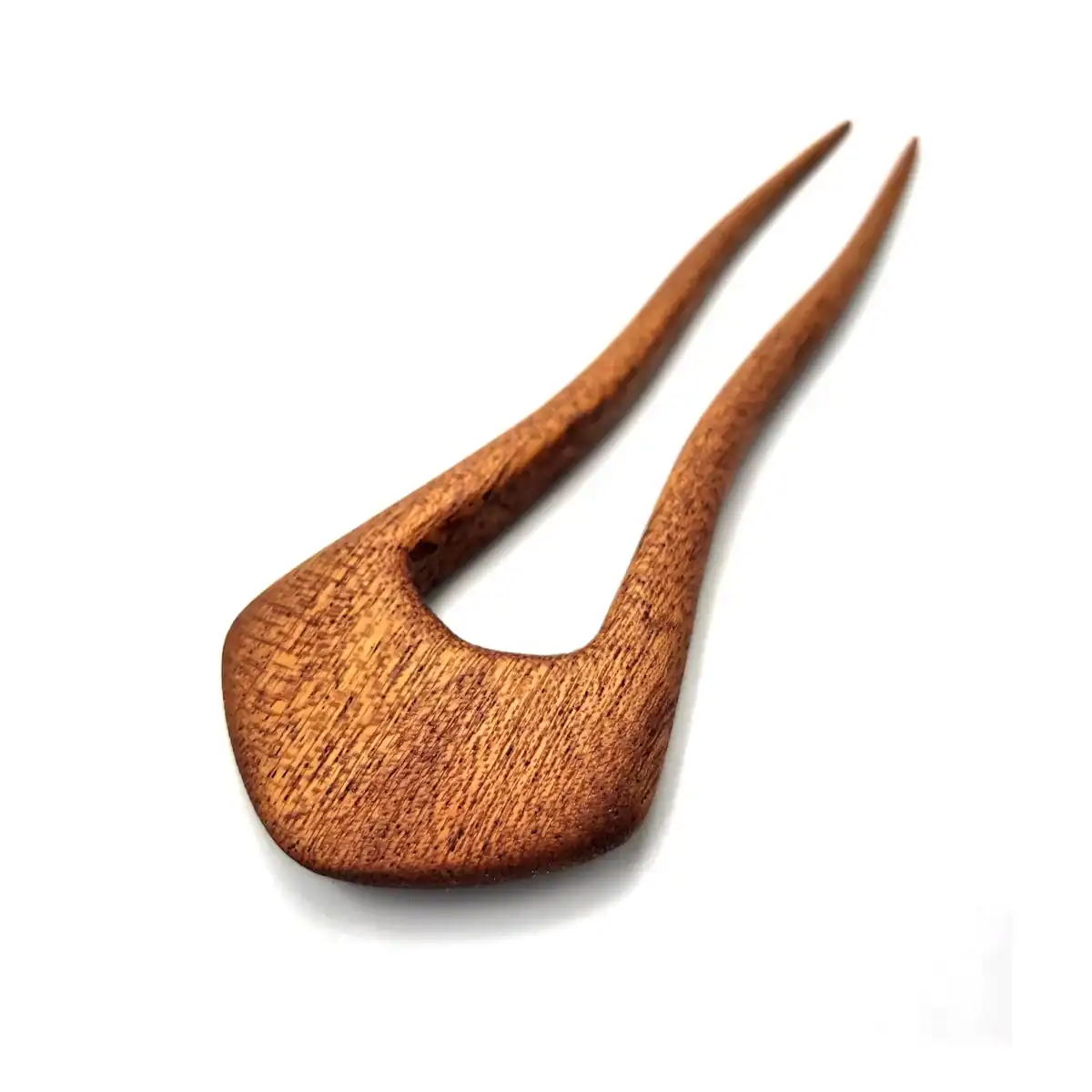 Wooden hair pin made of mahogany – two-prong hair accessory