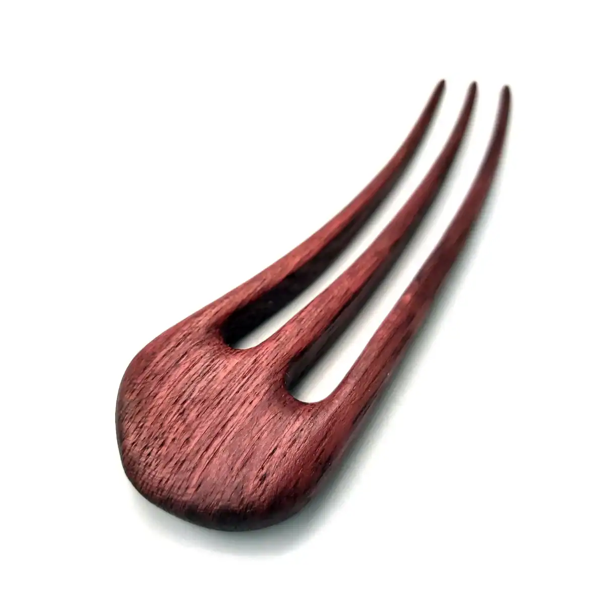 Wooden hair pin made of amaranth – three-prong hair accessory