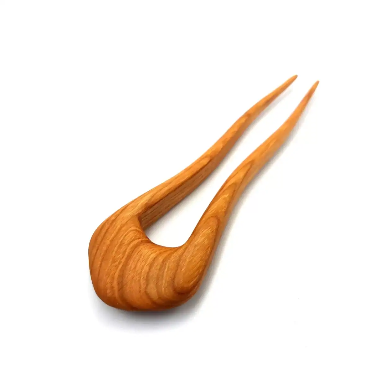 Wooden hair pin made of cherry – two-prong hair accessory