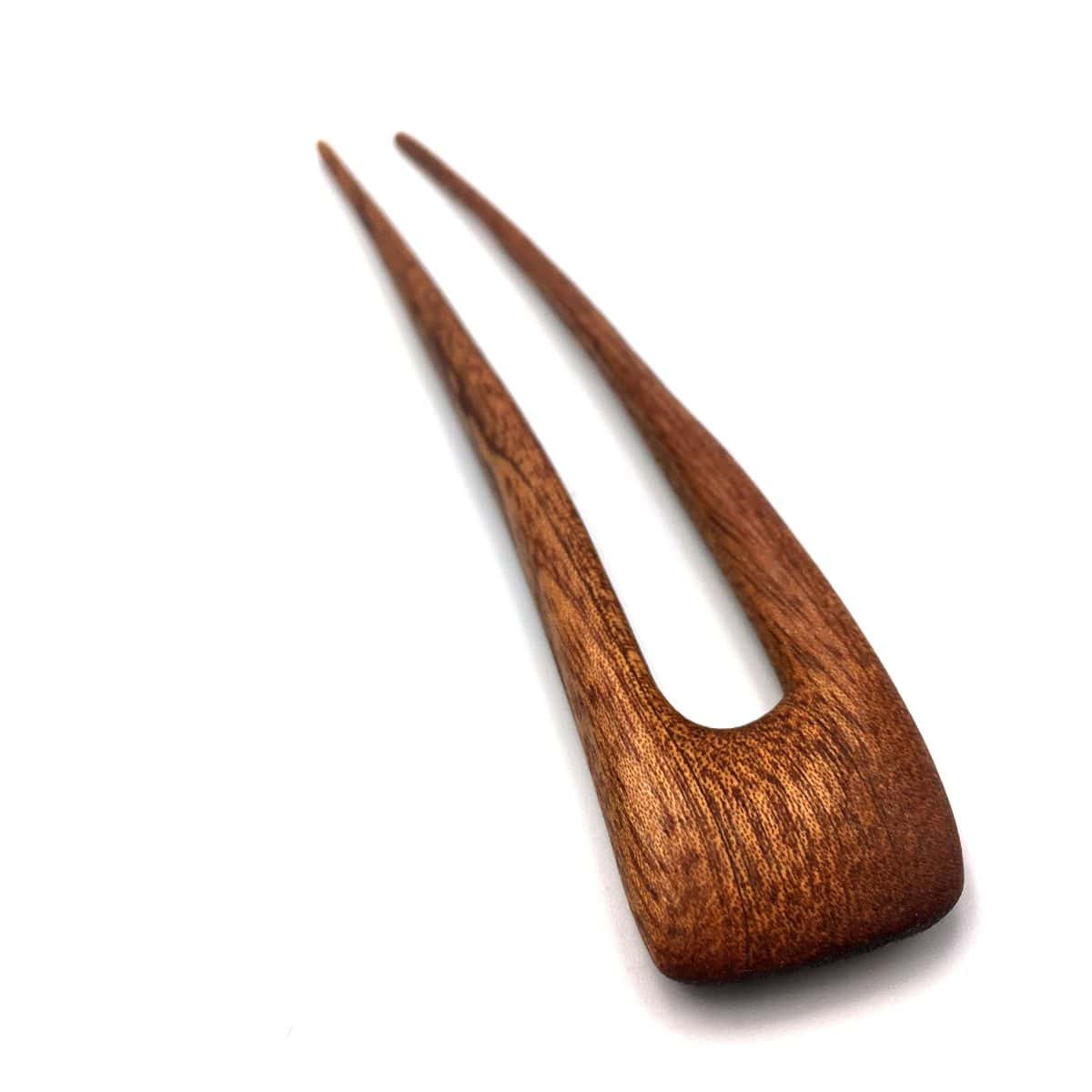 Wooden hair pin made of mahogany – two-prong hair accessory