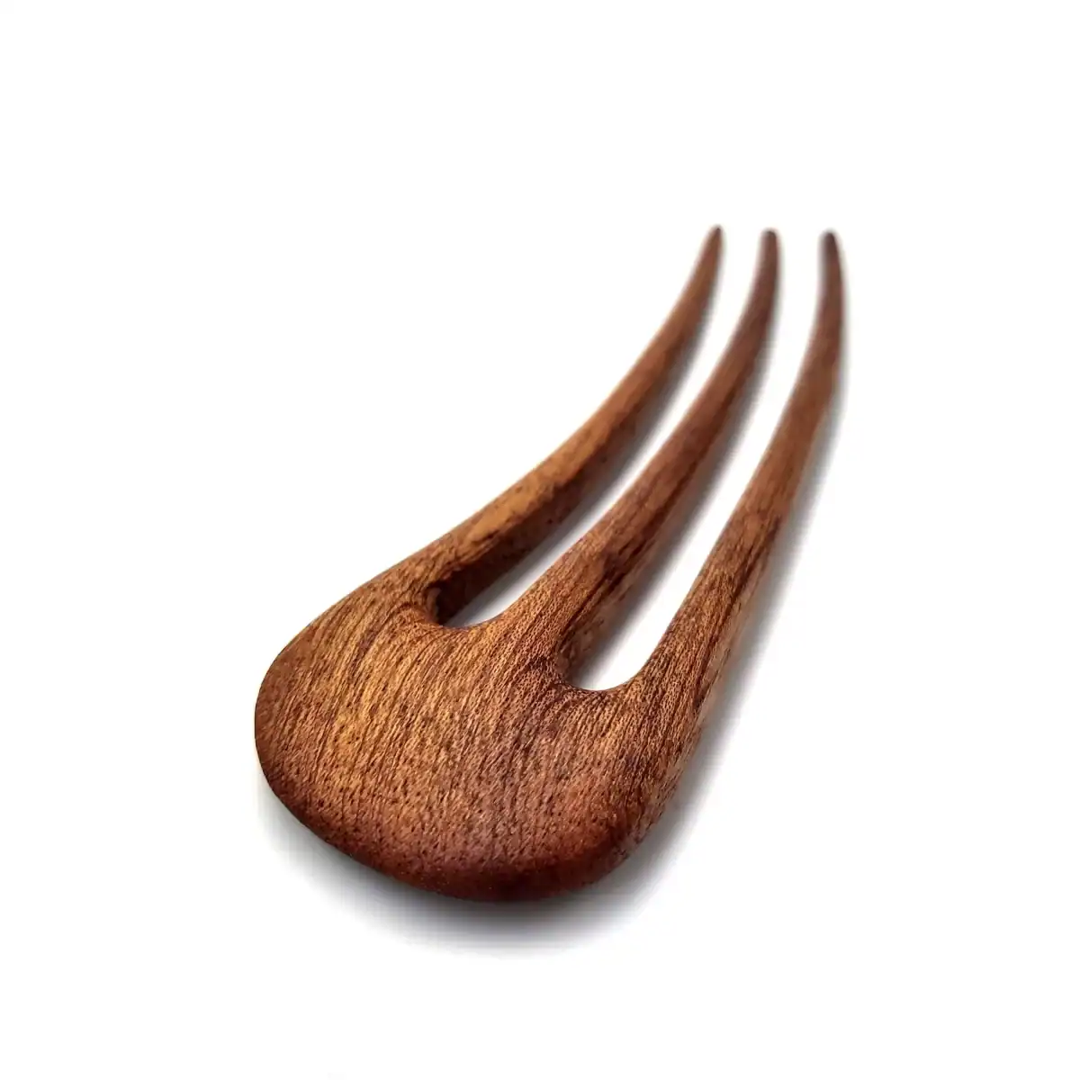 Wooden hair pin made of mahogany – three-prong hair accessory