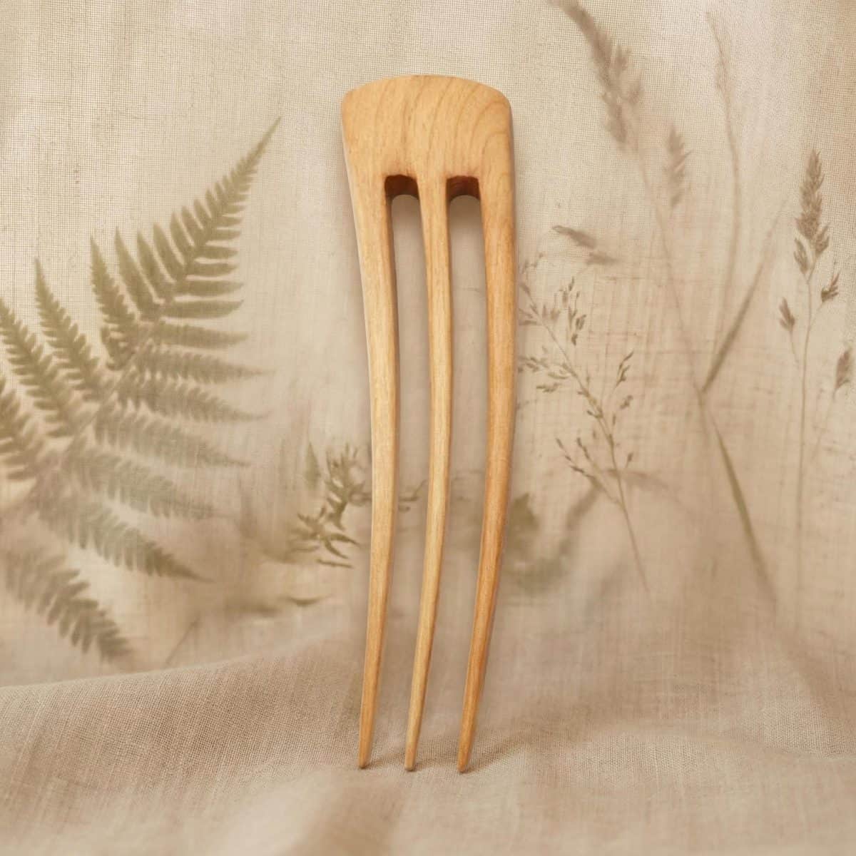 Wooden hair pin made of maple – three-prong hair stick