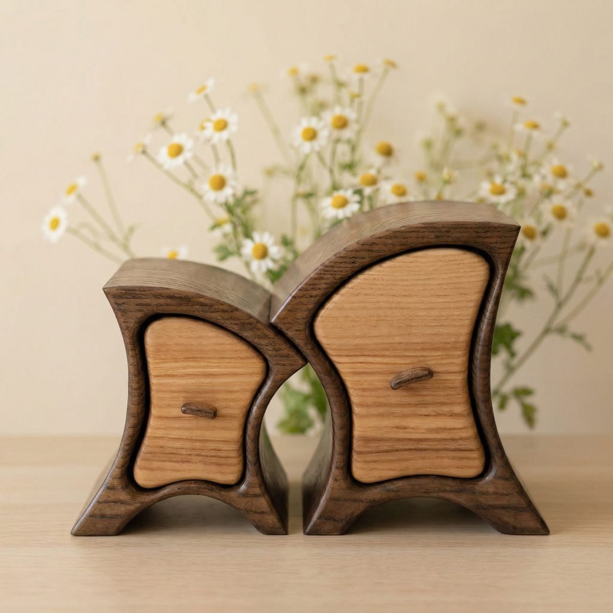 aHis and Hers ash wood jewelry box set – handmade matching pair from Lithuania
