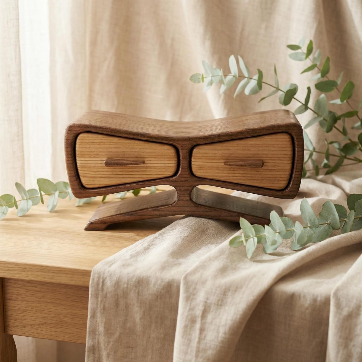 Original jewelry box with drawers handmade ash wood made in Lithuania