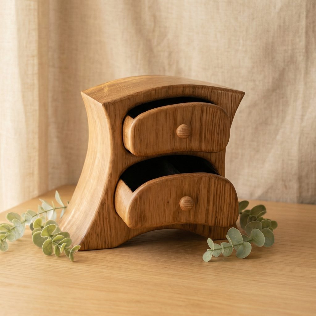 Wooden Jewellery Box: How to Choose the Perfect Handmade Box? 5 Medinė dėžutė papuošalams iš ąžuolo – kompaktiška ir talpi interjero detalė
