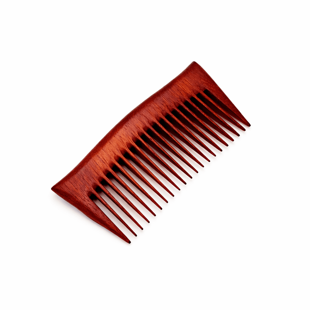 Compact Wooden Comb from Padauk – Ergonomic Model