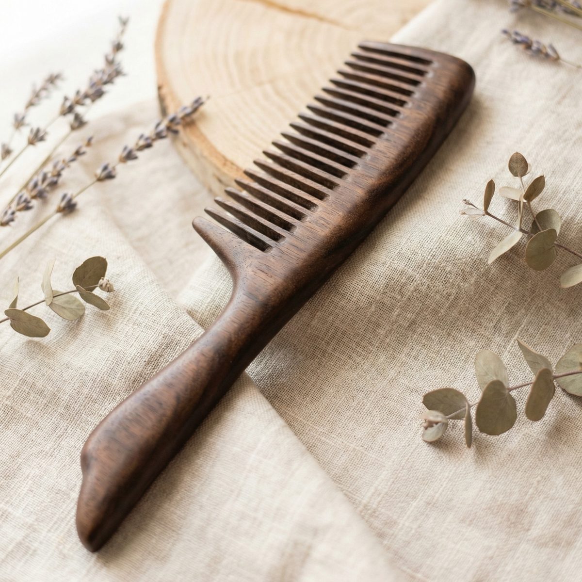 Handmade wooden hair comb made from walnut with handle – MDstore