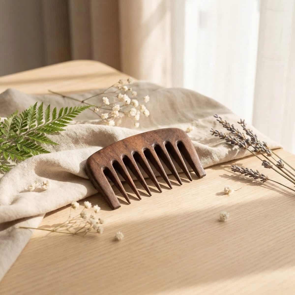 walnut wood pocket comb for curly hair