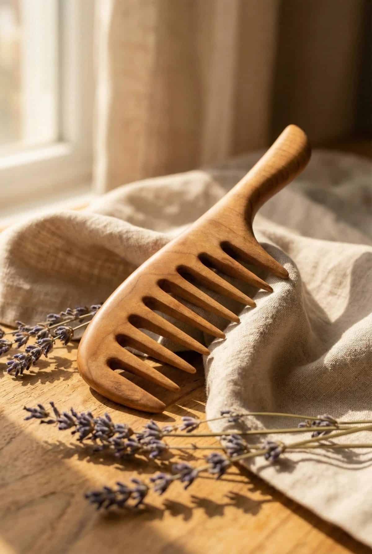 Medinės šukos su rankena IŠ VYŠNIOS