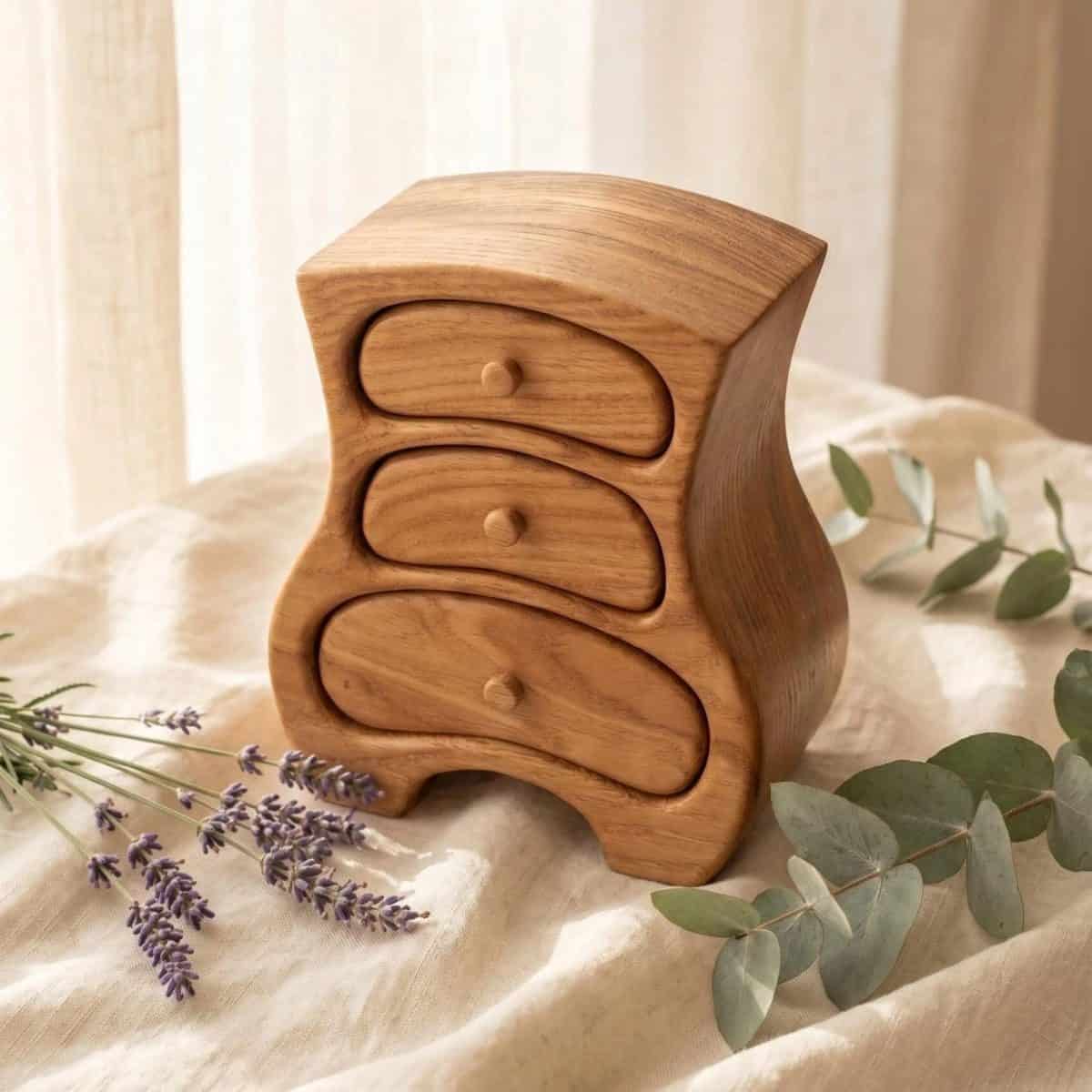 Oak Jewelry Box with 3 Drawers – Handmade Wooden Keepsake Box