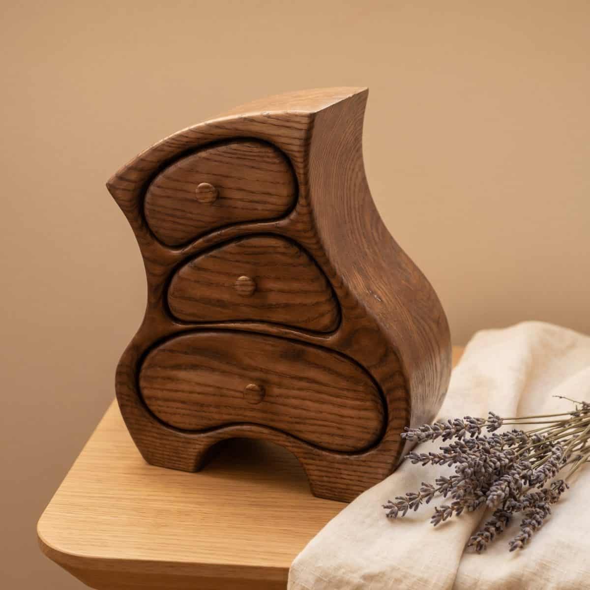 Jewelry Box with Drawers – Dark Stained Ash Handmade Box - Image 2