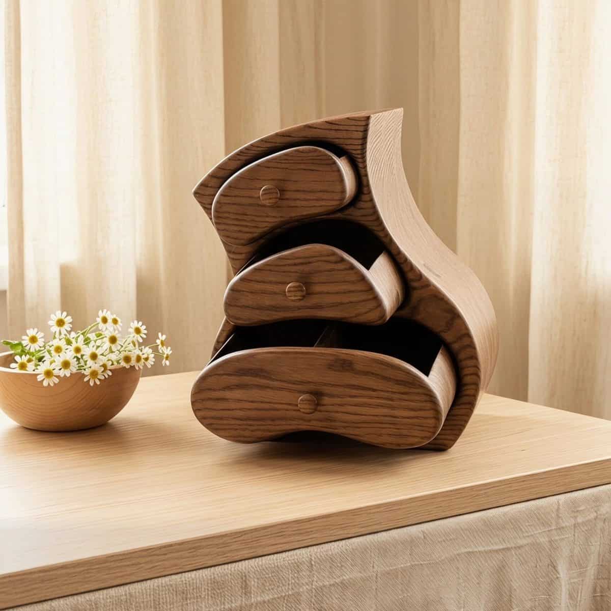 Jewelry Box with Drawers – Dark Stained Ash Handmade Box