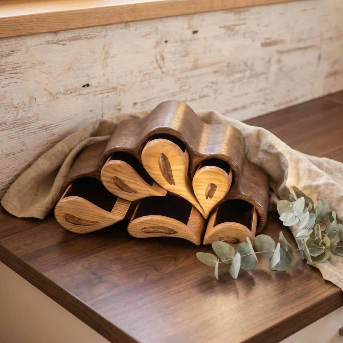 Wooden Jewelry Organizer – Handmade Ash Box with 6 Drawers - Image 2